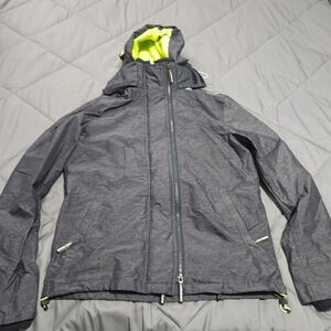 Superdry Tech Windcheater Jacket Men's Medium Gray Triple Zip Hooded